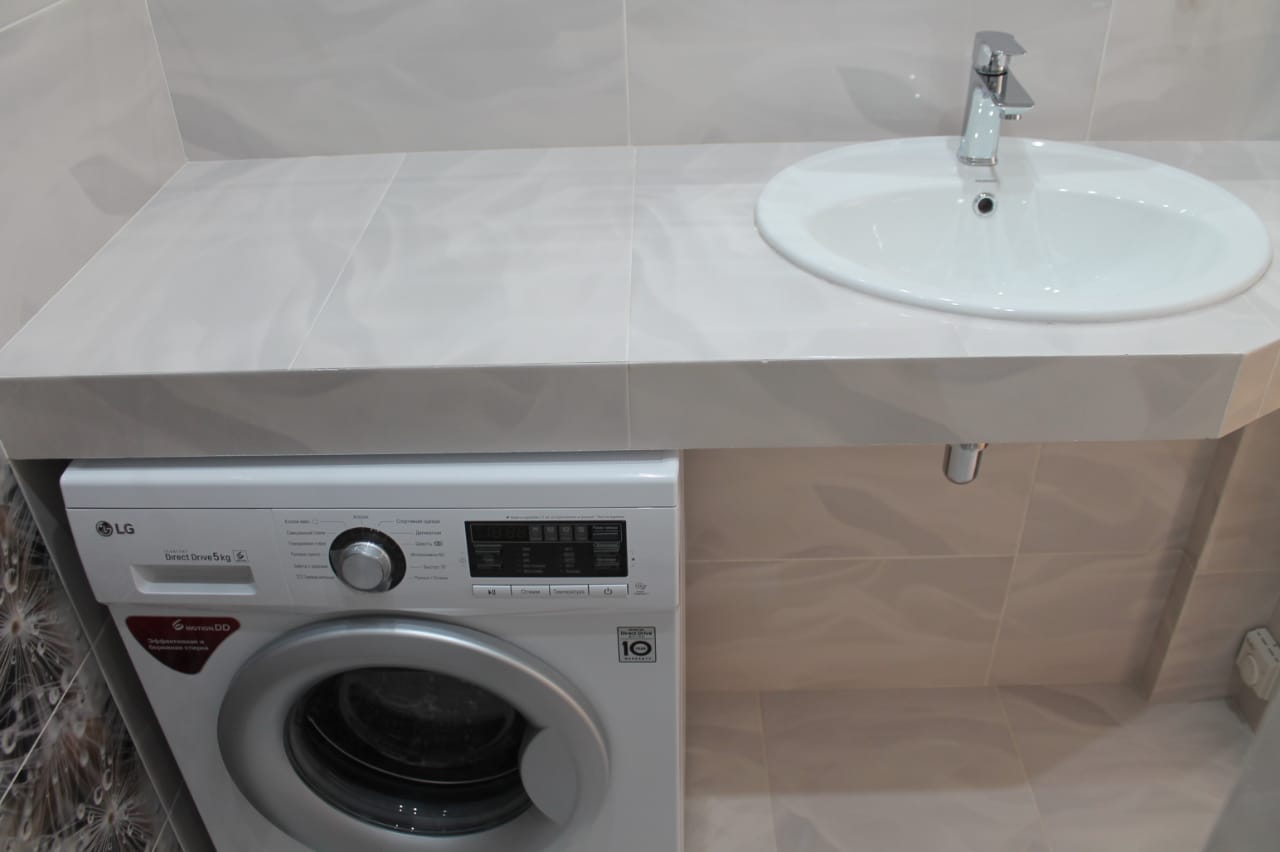 installed washing machine and taps